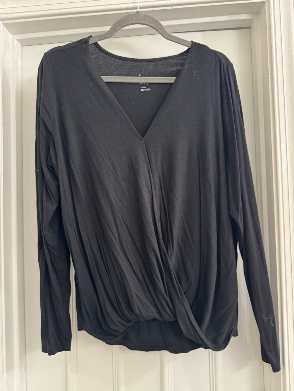 a new day Black V-Neck Surplice Long-Sleeve Top
